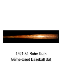 babe ruth baseball game used bat