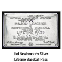 Hal Newhouser's Silver Lifetime Baseball Pass