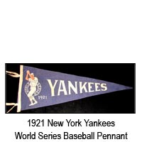 1921 New York Yankees World Series Baseball Pennant