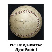 1923 Christy Mathewson Signed Baseball