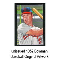 unissued 1952 Bowman Baseball Original Artwork